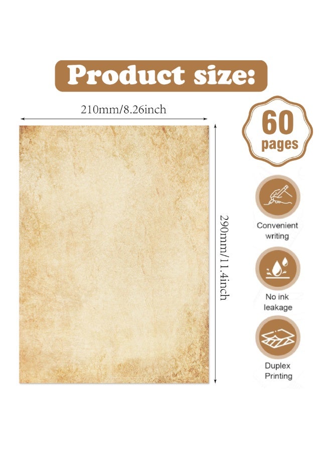 60 ورقة من ورقة الرسالة القديمة، A4 حجم ورقة الرسالة المطبوعة ذات الجانبين، DIN A4 100gsm، ورقة الكتابة القديمة القديمة، للكتابة والطباعة طابعات DIY (FG04-B) - Image 2